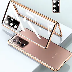 Phone Case For Samsung Galaxy Full Body Case S23 S22 S21 S20 Plus Ultra Note 20 Ultra Bumper Frame Magnetic Full Body Protective Solid Colored Tempered Glass Metal Lightinthebox