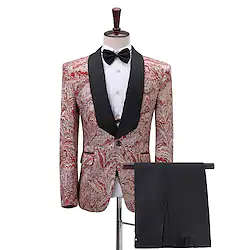The Great Gatsby Gangster 1920s Slim Fit Three-Piece Suit Shawl Lapel Men's Jacquard Costume Vintage Cosplay Wedding Party Prom Long Sleeve Coat Christmas Lightinthebox