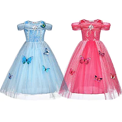 Snow White and the Seven Dwarfs Cinderella Fairytale Princess Flower Girl Dress Theme Party Costume Tulle Dresses Girls' Movie Cosplay Cosplay Halloween Red Blue Dress Halloween Carnival Masquerade Lightinthebox