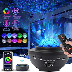 LED Star Night Light Wave Galaxy Projector Bluetooth USB Voice Control Music Player 360 Rotation Night Lighting Lamp Bedroom Decor Halloween Gift Lightinthebox