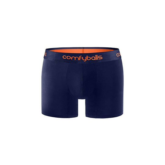 (L) Comfyballs Cotton Long Boxer Shorts Fitness Training Superior Comfort - Navy