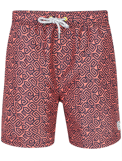Swim Shorts Oreti Geometric Print Swim Shorts In Coral - Tokyo Laundry / S - Tokyo Laundry