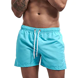 Men's Swim Shorts Swim Trunks Board Shorts Elastic Waist Classic Sporty Solid Colored Quick Dry Short Bathing Basic Sporty Slim Black Blue Inelastic Lightinthebox
