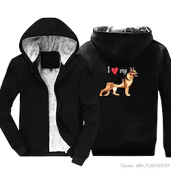Inspired by Animal Dog German Shepherd Hoodie Anime Outerwear Anime Graphic Outerwear For Men's Women's Unisex Adults' Hot Stamping 100% Polyester Casual Daily Lightinthebox