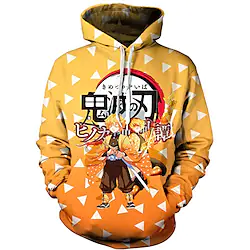 Inspired by Demon Slayer Agatsuma Zenitsu Hashibira Inosuke Kamado Tanjirou Hoodie Cartoon Manga Anime Front Pocket Graphic Hoodie For Men's Women's Unisex Adults' 3D Print 100% Polyester Casual Daily Lightinthebox