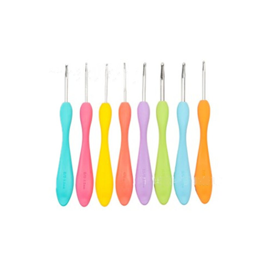 8 Pcs Crochet Hooks Ergonomic Grip Crochet Hooks Set Bright and Fun Colors 8 Sizes