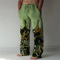 Inspired by My Hero Academia Boko No Hero Bakugou Katsuki Linen Pants Straight Trousers Baggy Pants Anime Elastic Drawstring Design Front Pocket Pants For Men's Adults' 3D Print Cotton Blend Daily Lightinthebox
