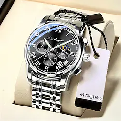 POEDAGAR 2022 new business waterproof moon phase calendar men watch quartz mens watch for men multifunction luminous Mans watch Lightinthebox