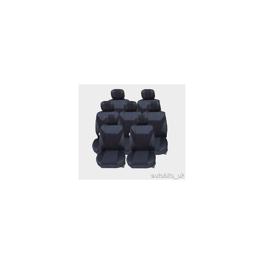 FULL SET BLACK 7X FABRIC SEAT COVERS FOR 7 SEATER PEUGEOT 806 807