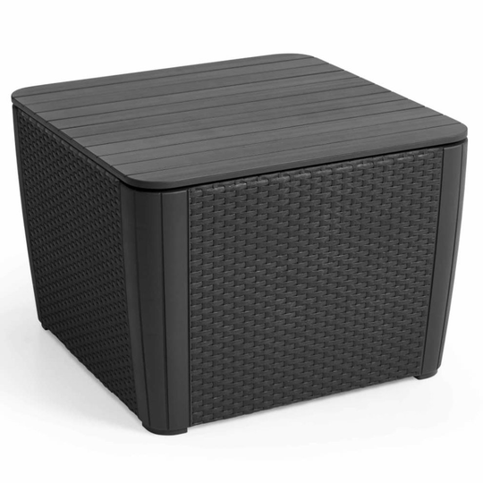 Allibert Garden Side Table Luzon+ Graphite Garden Storage Stand Box Furniture
