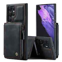 CaseMe Leather Wallet Phone Case For Samsung Galaxy S22 Ultra Plus S21 S20 Ultra Note 20 Ultra A72 A52 A71 A51 Zipper Wallet Case with RFID Blocking Double Magnetic Clasp Back Cover Lightinthebox