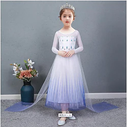 Princess Elsa Dress Flower Girl Dress Girls' Movie Cosplay A-Line Slip Cosplay Vacation Dress Natural White White Dress Halloween Carnival Masquerade Polyester Tulle Lightinthebox