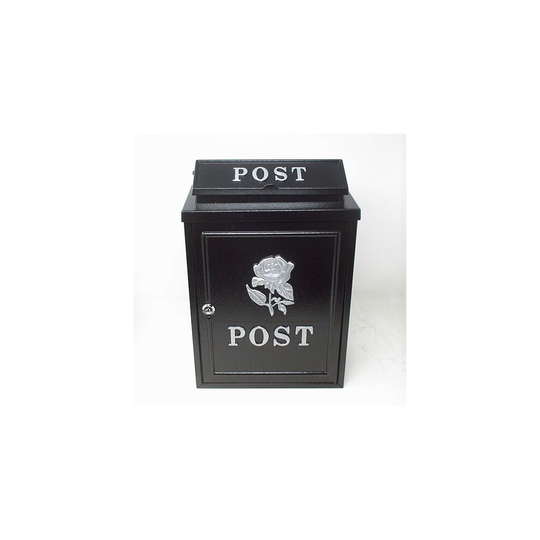 (Silver) DWD Vintage Decor Post Mail Letter Box with Rose