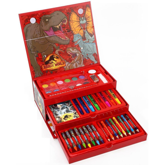 Jurassic World Dominion 52pcs Colouring Tool Box Case Art Craft Set Stationery