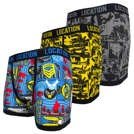 (L 34-36) Mens Location Boxers 3 Pack Cotton Trunks Boxer Short Adults Underwear CM4