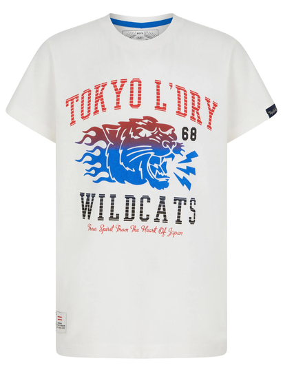 T-Shirts Boys Wildcats 68 Motif Cotton T-Shirt in Snow White - Kids / 5-6 Years - Tokyo Laundry