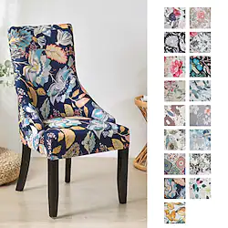 Stretch Armless Wingback Chair Cover Armchair Cover Reusable Wingback Side Chair Floral Printed Slipcovers Accent Chair Covers for Dining Room Banquet Home Decor Lightinthebox