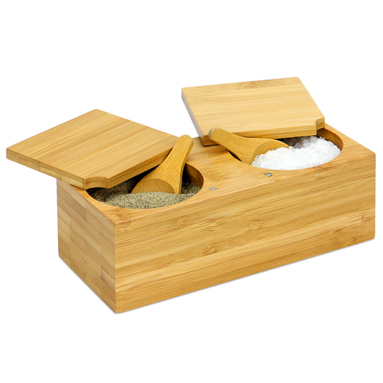 Bamboo Spice Salt & Pepper Box (with 2 spoons) | M&W