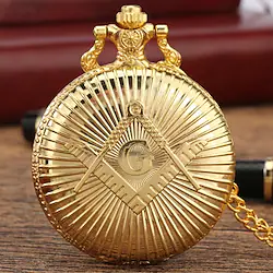 Luxury Gold Freemasonry Masonic G Logo Theme Quartz Pocket Watch Standard Round Dial Necklace Pocket Souvenir Jewelry Clock Gift Lightinthebox