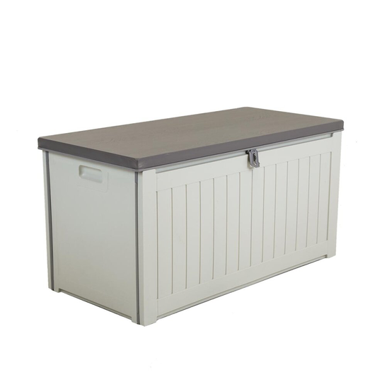 Charles Bentley 190L Outdoor Garden Plastic Storage Box, Suitable for Indoor & Outdoor, 96 x 45.8 x 49.3cm, Beige/Grey