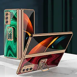 Phone Case For Samsung Galaxy Back Cover Z Fold 4 Z Fold 3 Z Fold 2 with Stand Ring Holder Camera Lens Protector Graphic TPU Lightinthebox