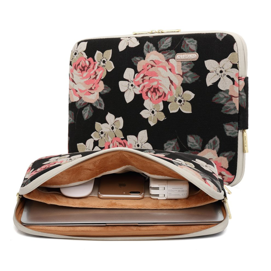 KAYOND Rose Pattern Water-resistant for 15.6-17 Inch Laptop Sleeve Case Bag (17 Inch, Black Rose)