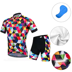 21Grams Men's Cycling Jersey with Shorts Short Sleeve Mountain Bike MTB Road Bike Cycling Green Sky Blue Royal Blue Bike Clothing Suit 3D Pad Breathable Quick Dry Moisture Wicking Back Pocket Lightinthebox