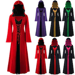 Roman Costumes Plus Size Medieval Cocktail Dress Vintage Dress Flapper Dress Dress Masquerade Christmas Dress Women's Costume Vintage Cosplay Prom Festival Long Sleeve Dress Halloween / Cotton Lightinthebox