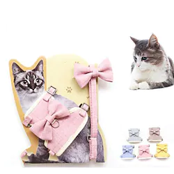 Cat Harness Leash Adjustable Soft Safety Solid Colored Cotton Yellow Blue Pink Gray Coffee 2pcs Lightinthebox