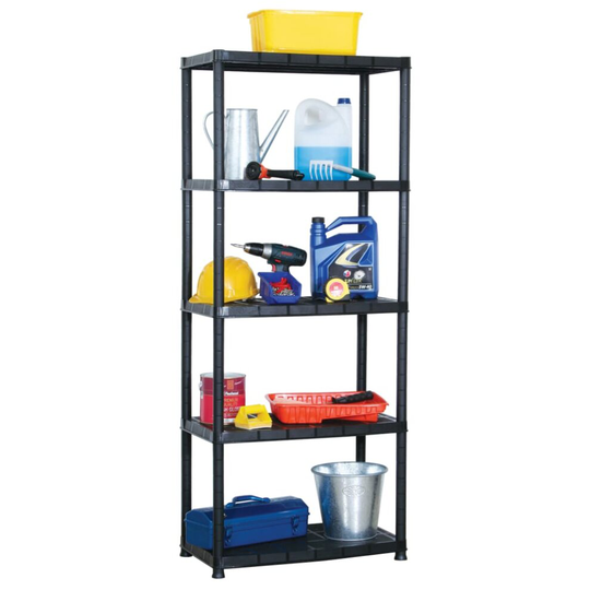 vidaXL Storage Shelf 5-Tier Black Plastic Display Racking Unit Space Saving