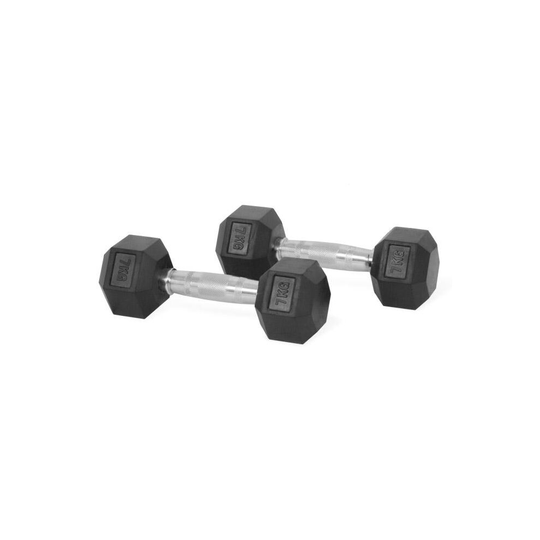 Quality Anti-slip Grip Hex Dumbbells - 2 x 7kg - Gym, Fitness, Workout