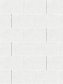 Fine Décor London Tile White Plain Glitter Wallpaper