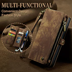 CaseMe Leather Wallet Phone Case For Apple iPhone 14 Pro Max 13 12 11 X XR XS Max 8 7 Multifunction Magnetic Flip Folio Phone Case Vintage Protective Case with Card Holder Lightinthebox