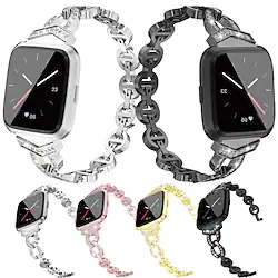 Smart Watch Band for Fitbit Versa / Versa 2 / Versa Lite / Versa SE Stainless Steel Smartwatch Strap Bling Diamond Jewelry Bracelet Replacement Wristband Lightinthebox