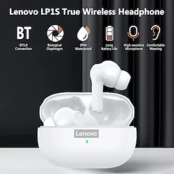 Lenovo LP1S True Wireless Earbuds Bluetooth 5.0 Headphones TWS Stereo Earphones IPX4 Waterproof Sports Headphones with Noise Reduction Technology HD call in-Ear Built-in Mic Headset Lightinthebox