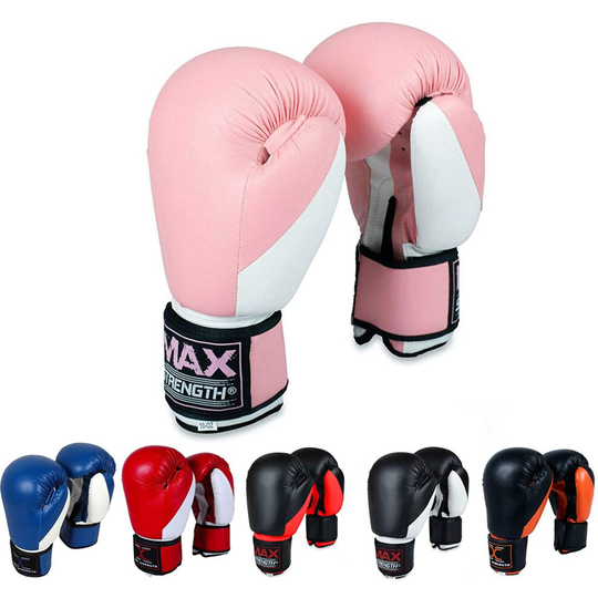 (Pink/White, 8oz) Punch Boxing Gloves Training MMA Sparring Punching Fight Muay Thai Kickboxing