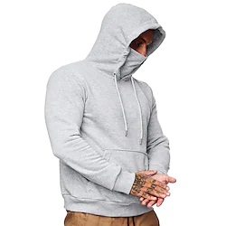 Men's Hoodie Sweatshirt Pocket Long Sleeve Top Athleisure Winter Thermal Warm Breathable Soft Running Jogging Training Sportswear Activewear Solid Colored Dark Grey Gray White / Micro-elastic Lightinthebox