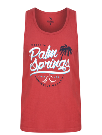 Vests Palm Springs Motif Print Cotton Vest Top in Garnet Rose - South Shore / S - Tokyo Laundry