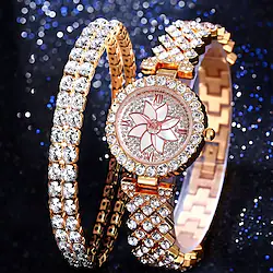 Quartz Watch for Women Analog Quartz Stylish Glitter Fashion Sparkle Bling Creative Rhinestone Titanium Alloy Stainless Steel Romantic Series Cartoon Series Fashion Lightinthebox