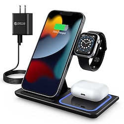 Wireless Charging Station 3 in 1 Foldable Wireless Charger Stand Wireless Charging Stand for iPhone 14/13/12/12 Pro/12 Pro Max/11/XS Max/XS/XR/X/8P Airpods 2/pro Apple Watch and Qi-Certified Phones Lightinthebox
