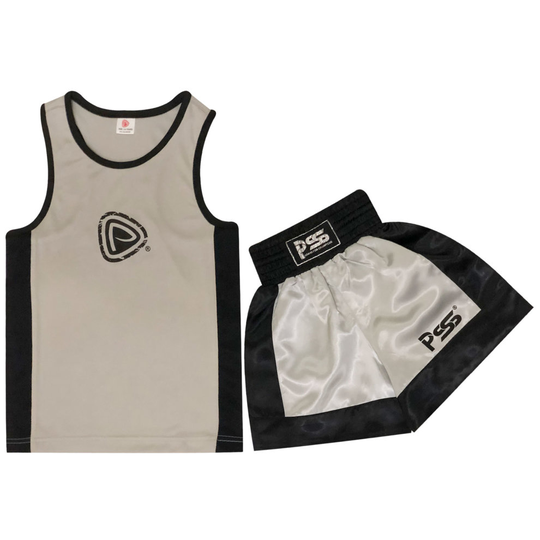 (Grey, 3-4 Years) Kids Boxing Uniform Set of 2 Pieces Light Weight Breathable And Comfortable Fabric for ages 3-14 Comes In different Colours