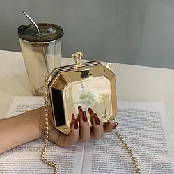 box stereotyped small square bag women's new chain lock messenger women's bag simple and popular ladies shoulder small bag Lightinthebox