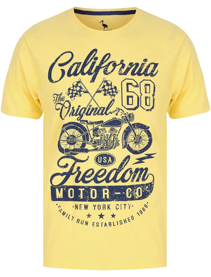 T-Shirts Freedom Motors Motif Cotton Jersey T-Shirt in Snapdragon Yellow - South Shore / S - Tokyo Laundry