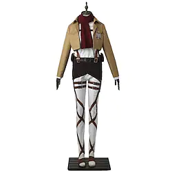 Inspired by Attack on Titan Mikasa Ackermann Anime Cosplay Costumes Japanese Cosplay Suits Solid Colored Long Sleeve Top Pants Apron For Men's Women's / Belt / T-shirt / Belt / T-shirt Lightinthebox