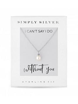 Simply Silver Gift Boxed Sterling Silver 925 With Freshwater Pearl Necklace