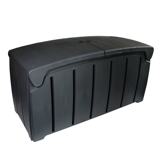 Charles Bentley Ward 322L Storage Box- Black H60 x L115 x W55cm Butterfly Lid Weather Proof Robust Padlock Hole
