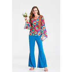 Hippie Retro Vintage 1960s Hippie 1970s Outfits Prom Dress Women's Costume Vintage Cosplay Party Vacation Long Sleeve Top Carnival / Pants / Pants Lightinthebox
