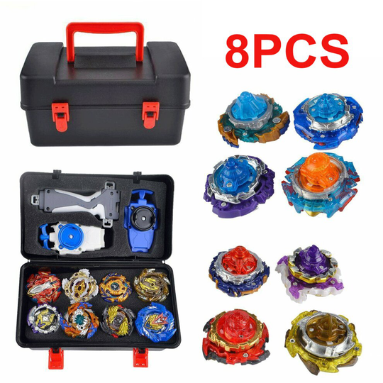 8PCS Beyblade Burst Set Spinning With Grip Launcher+Portable Box Case