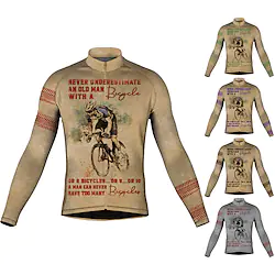 21Grams Men's Cycling Jersey Long Sleeve Bike Top with 3 Rear Pockets Mountain Bike MTB Road Bike Cycling Breathable Quick Dry Moisture Wicking Reflective Strips Green Purple Khaki Graphic Polyester Lightinthebox