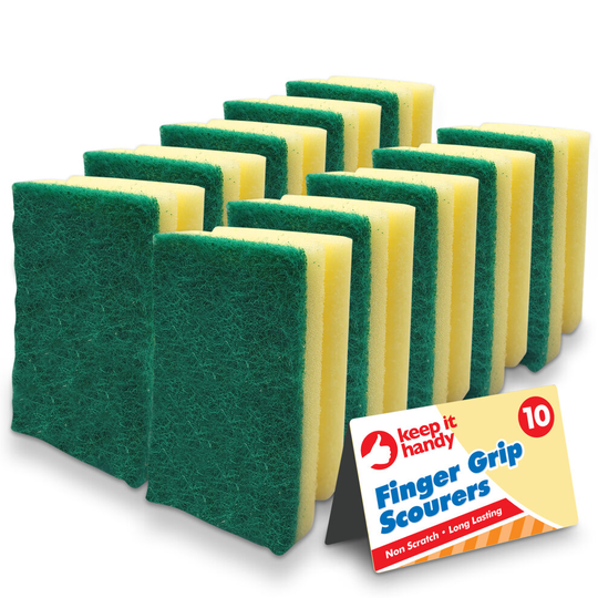 10pk Heavy Duty Sponge Scourer with Finger Grip | Sponges Washing Up